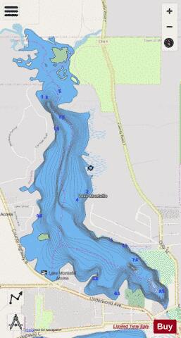 Montello Cutoff depth contour Map - i-Boating App - Streets