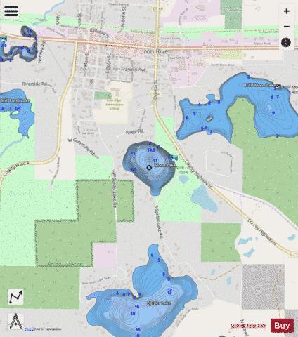 Moon Lake depth contour Map - i-Boating App - Streets