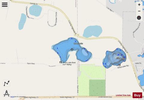 Moon Lake B depth contour Map - i-Boating App - Streets