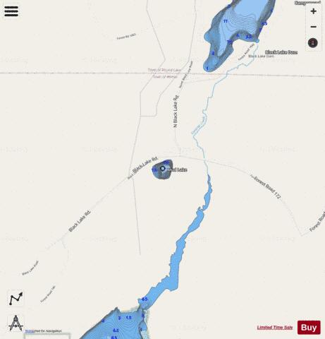 Mud Lake A depth contour Map - i-Boating App - Streets