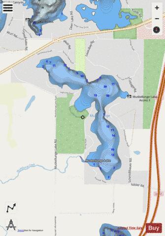 Muskellunge Lake C depth contour Map - i-Boating App - Streets