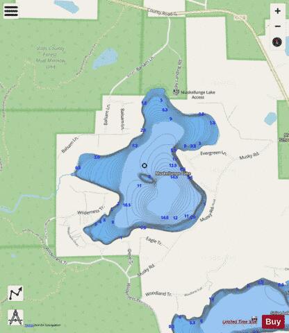 Muskellunge Lake E depth contour Map - i-Boating App - Streets
