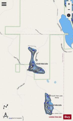 North Twin Lake depth contour Map - i-Boating App - Streets