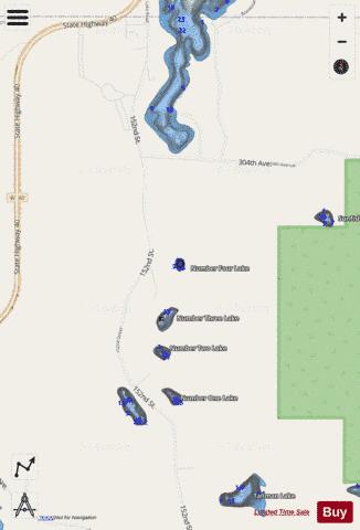 Number Four Lake depth contour Map - i-Boating App - Streets