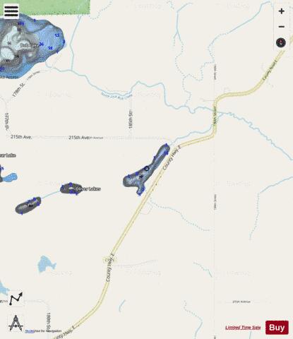 Oliver Lakes depth contour Map - i-Boating App - Streets