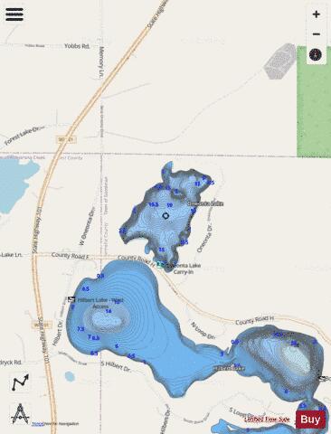 Oneonta Lake depth contour Map - i-Boating App - Streets