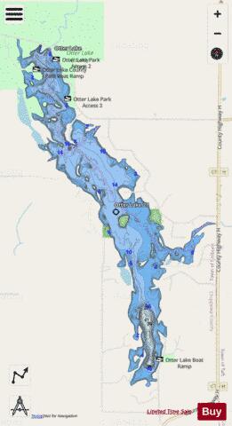 Otter Lake  Brown depth contour Map - i-Boating App - Streets