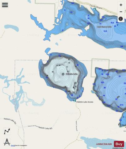 Pallette Lake depth contour Map - i-Boating App - Streets