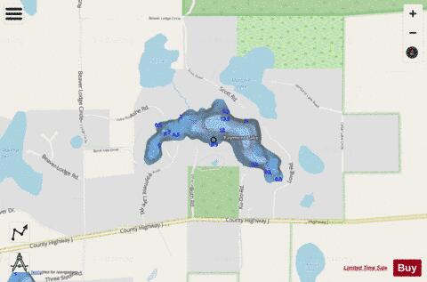 Payment Lake depth contour Map - i-Boating App - Streets