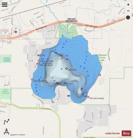 Pike Lake depth contour Map - i-Boating App - Streets
