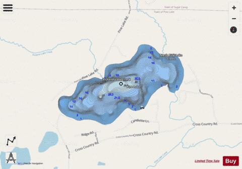 Pine Lake E depth contour Map - i-Boating App - Streets