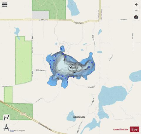 Pine Lake F depth contour Map - i-Boating App - Streets