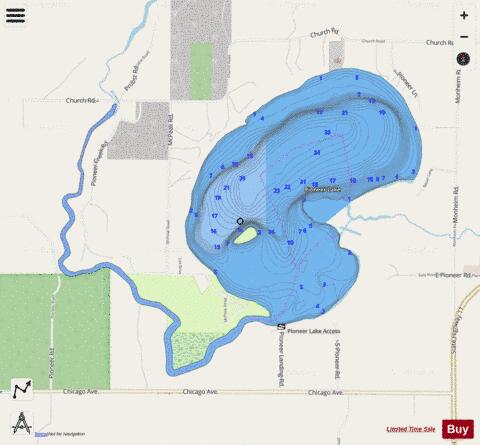 Pioneer Lake depth contour Map - i-Boating App - Streets