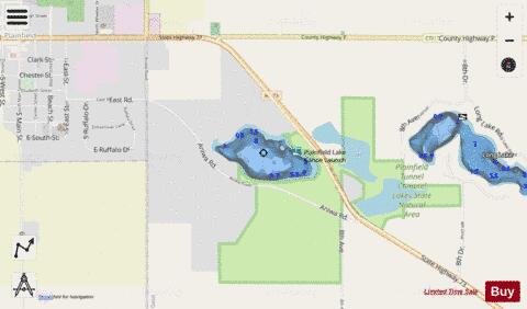 Plainfield Lake depth contour Map - i-Boating App - Streets