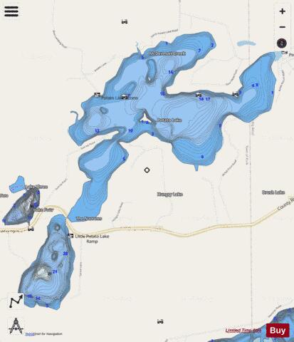 Potato Lake depth contour Map - i-Boating App - Streets