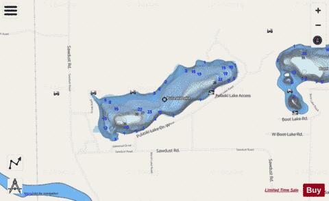 Pulaski Lake depth contour Map - i-Boating App - Streets
