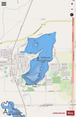 Random Lake depth contour Map - i-Boating App - Streets