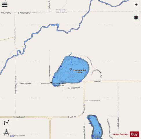 Sauntrys Pocket Lake depth contour Map - i-Boating App - Streets