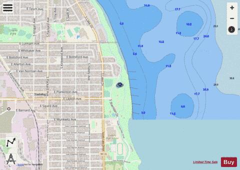 Sheridan Park Pond depth contour Map - i-Boating App - Streets