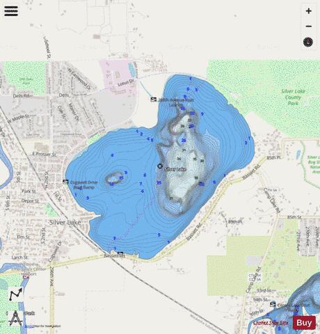 Silver Lake, Kenosha depth contour Map - i-Boating App - Streets