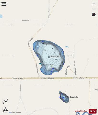 Simms Lake depth contour Map - i-Boating App - Streets