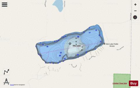 Slim Lake depth contour Map - i-Boating App - Streets