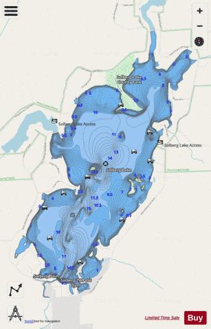 Solberg Lake depth contour Map - i-Boating App - Streets