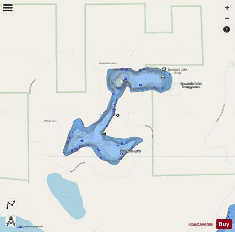 Spectacle Lake depth contour Map - i-Boating App - Streets