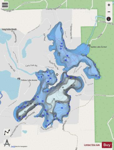 Spider Lake depth contour Map - i-Boating App - Streets