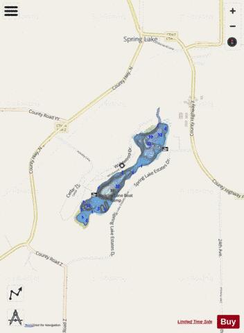 Spring Lake E depth contour Map - i-Boating App - Streets