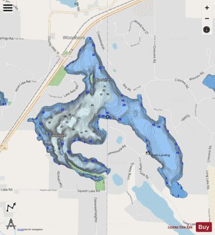 Squash Lake depth contour Map - i-Boating App - Streets
