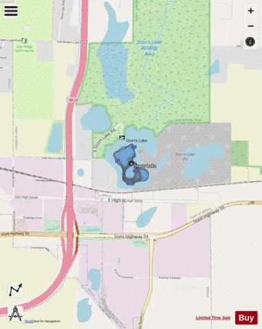 Storrs Lake depth contour Map - i-Boating App - Streets