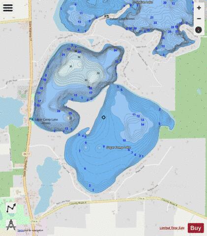 Sugar Camp Lake depth contour Map - i-Boating App - Streets