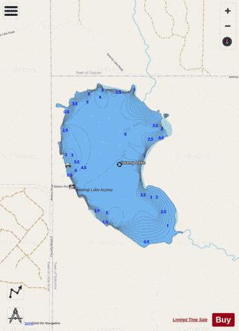 Swamp Lake B depth contour Map - i-Boating App - Streets