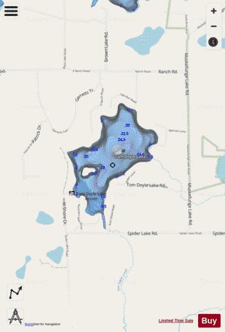 Tom Doyle Lake depth contour Map - i-Boating App - Streets