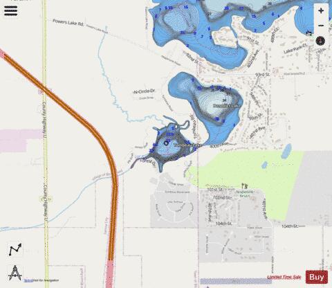 Tombeau Lake depth contour Map - i-Boating App - Streets