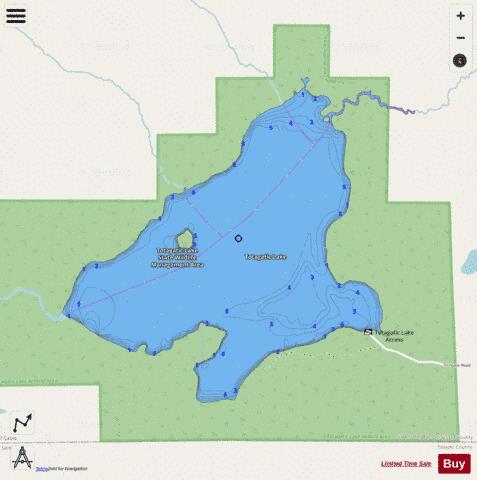 Totagatic Lake depth contour Map - i-Boating App - Streets