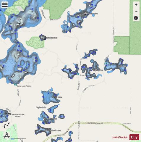 Triple Lake  West depth contour Map - i-Boating App - Streets