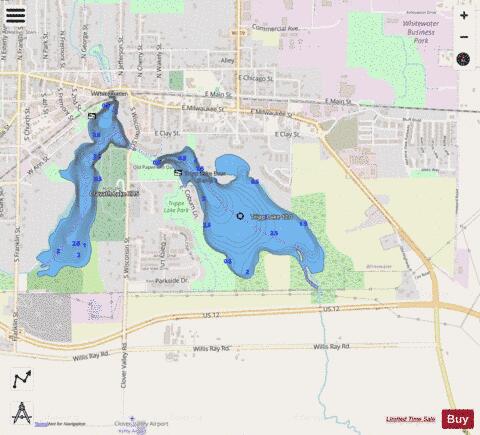 Tripp Lake  Trapp depth contour Map - i-Boating App - Streets