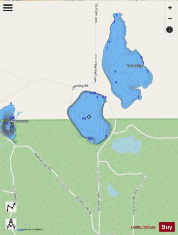 Twin Lakes  West depth contour Map - i-Boating App - Streets