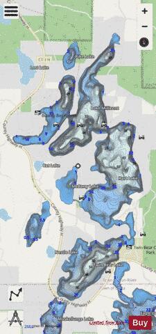 Hart Lake + Lake Millicent + Twin Bear Lake depth contour Map - i-Boating App - Streets