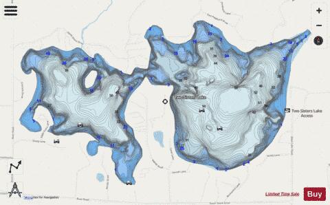 Two Sisters Lake depth contour Map - i-Boating App - Streets