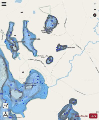 Lower Two Sisters Lake depth contour Map - i-Boating App - Streets