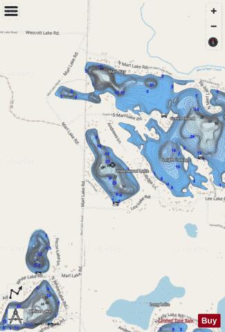 Underwood Lake depth contour Map - i-Boating App - Streets