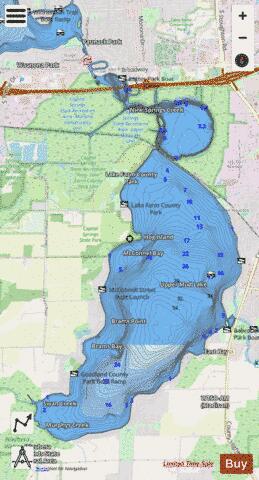 Upper Mud Lake depth contour Map - i-Boating App - Streets