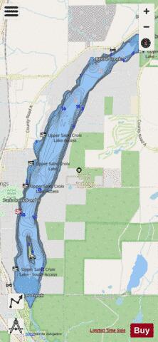 Upper Saint Croix Lake depth contour Map - i-Boating App - Streets