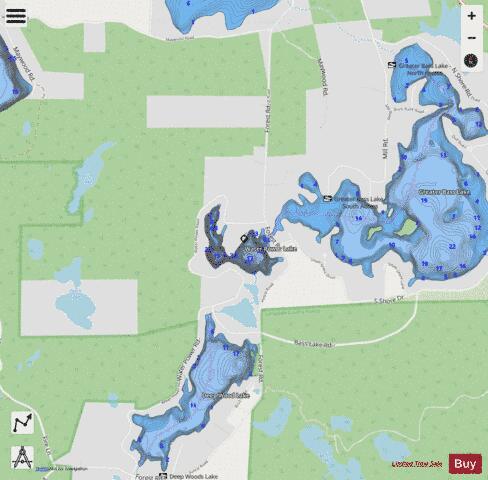 Water Power Lake depth contour Map - i-Boating App - Streets