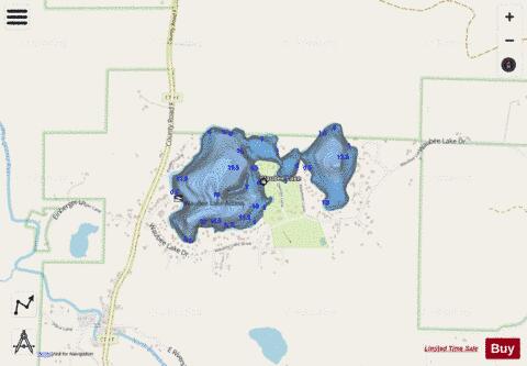 Waubee Lake depth contour Map - i-Boating App - Streets