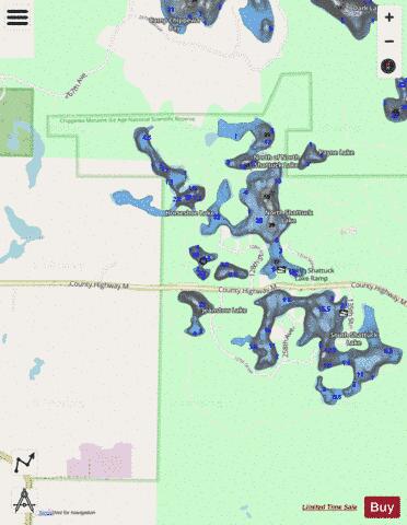 Weeks Lakes depth contour Map - i-Boating App - Streets