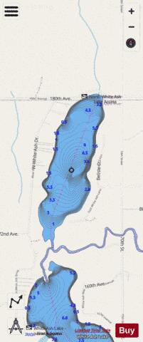 White Ash Lake depth contour Map - i-Boating App - Streets